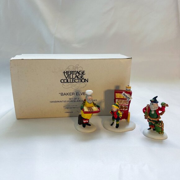 Dept 56 "Baker Elves" Set of 3 North Pole Heritage Village Collection - Picture 1 of 8
